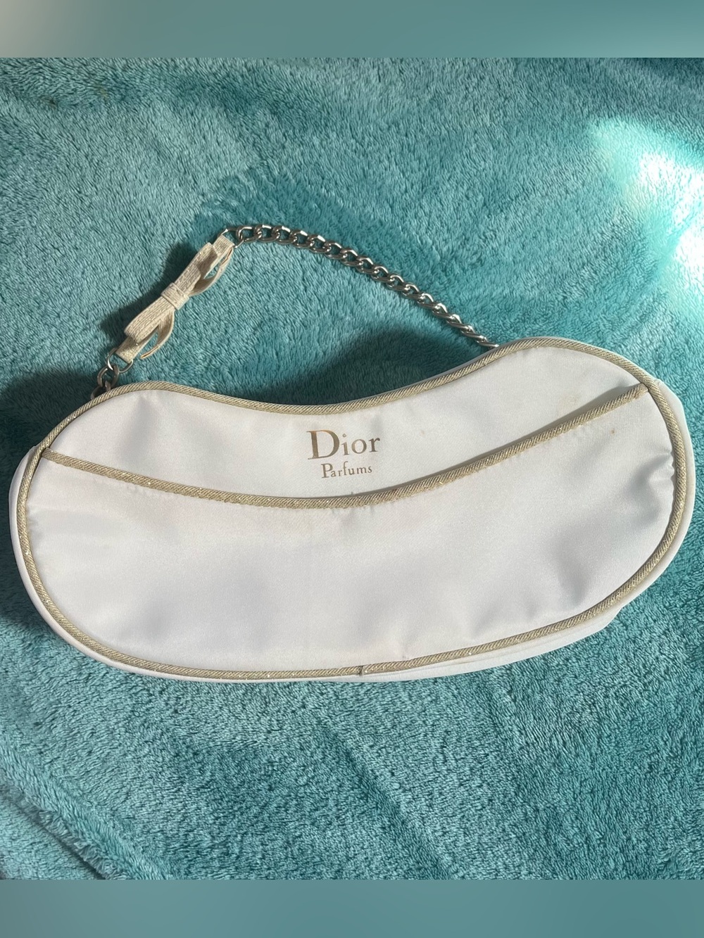 Christian Dior White and Gold Shoulder Bag